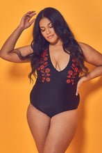 Load image into Gallery viewer, Wolf &amp; Whistle Embroidered Plunge Swimsuit Curve
