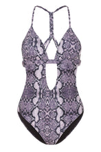 Load image into Gallery viewer, Wolf &amp; Whistle Snakeskin Macreme Back Cut Out Swimsuit
